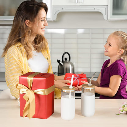 20 OZ Glass Cups with Bamboo Lids and Straws - Drinking Glasses with Silicone Protective Sleeve Set, Iced Coffee Glasses, Cute Tumbler Cup for Water, Smoothie, Boba Tea, Gift - 2 Pack