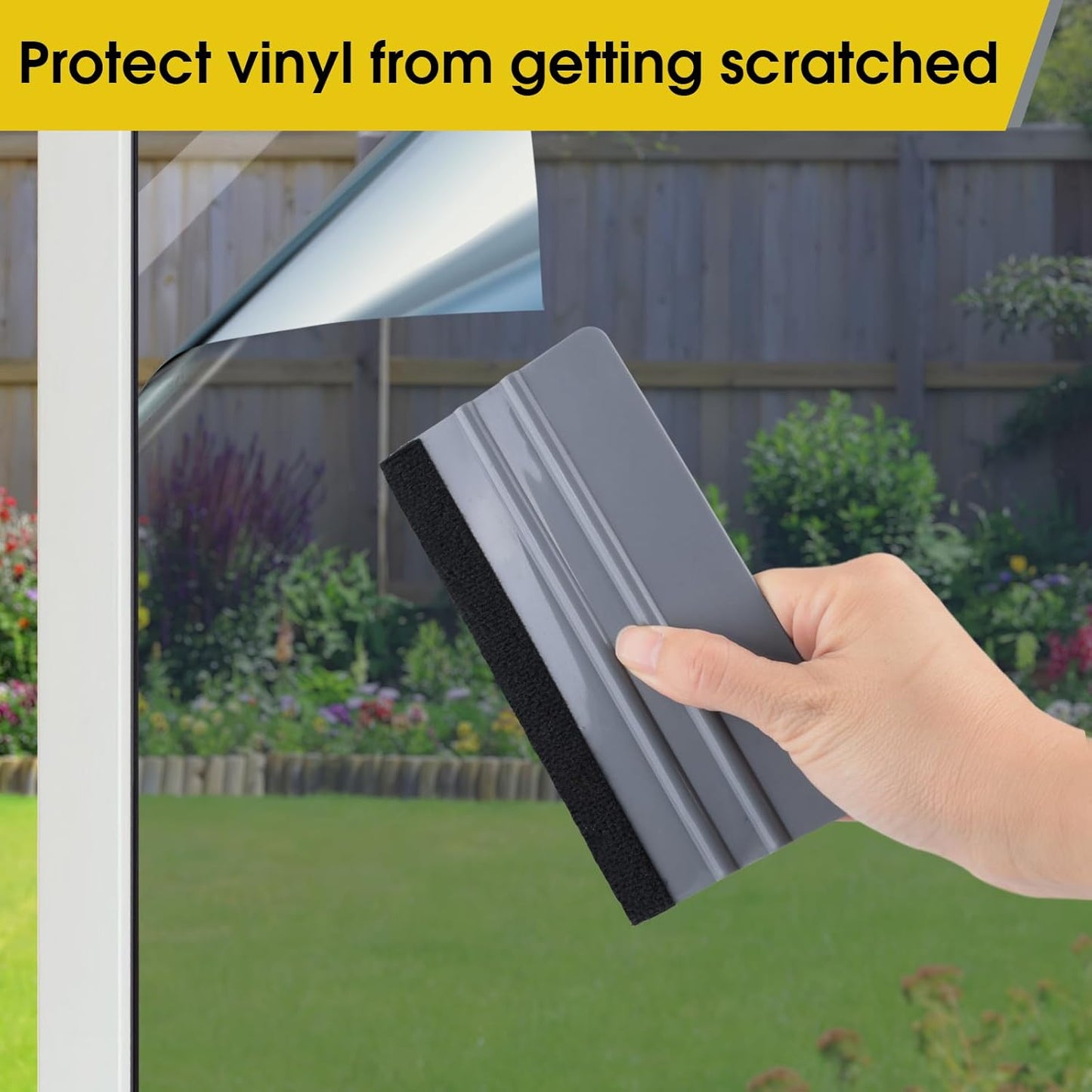 Window Felt Squeegee Tool, Vinyl Scraper for Window Privacy Film, Wallpaper and Car Glass, Tint Squeegee Installation Tool Protection Scratches Film Soothing, 5.9 * 3.1 Inch, Grey