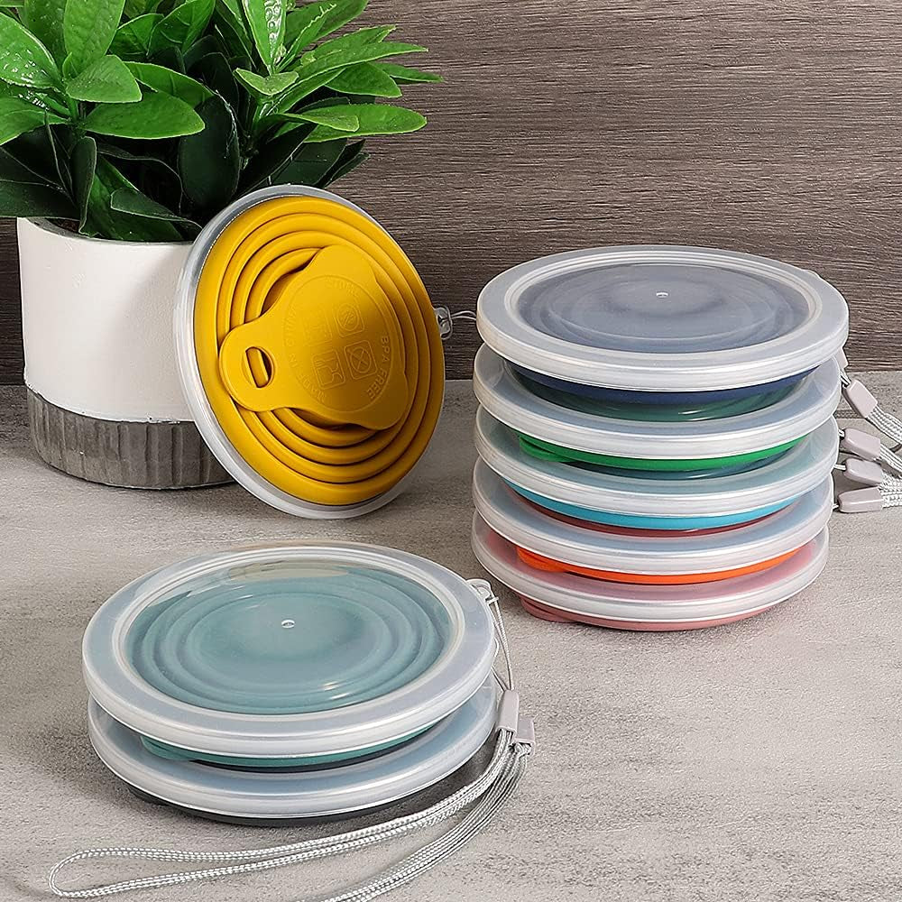 Silicone Collapsible Travel Cup - Silicone Folding Camping Cup with Lids - Expandable Drinking Cup Set - Portable, Graduated [9.22Oz]