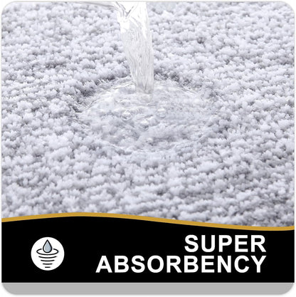 Bathroom Rugs 24X16, Extra Soft and Absorbent Microfiber Bath Mat, Non-Slip, Machine Washable, Quick Dry Shaggy Bath Carpet, Suitable for Bathroom Floor, Tub, Shower (Small, Grey)