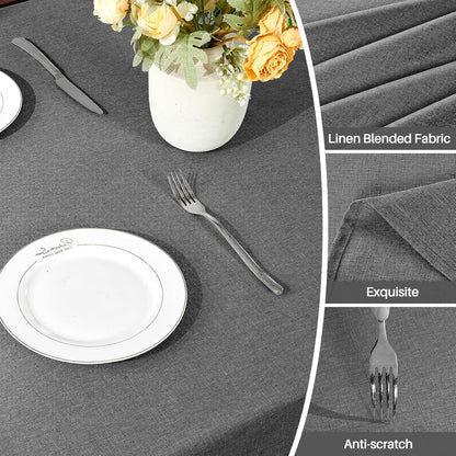 Textured Linen Table Cloth for Rectangle Table - Grey Tablecloths Rectangular Waterproof Wrinkle Free Wipeable Dining Table Cover for Spring Wedding Birthday Kitchen Decor, 52 X 70 Inch