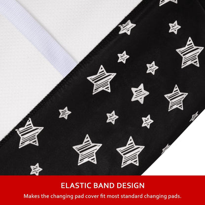 Changing Pad Cover for Boys Girls 2 Pack, Lovely Print Soft Unisex Diaper Change Table Sheets, Fit 32"X16" Contoured Pad, Comfy Cozy 2-Pack Cradle Sheets, Grey & Black