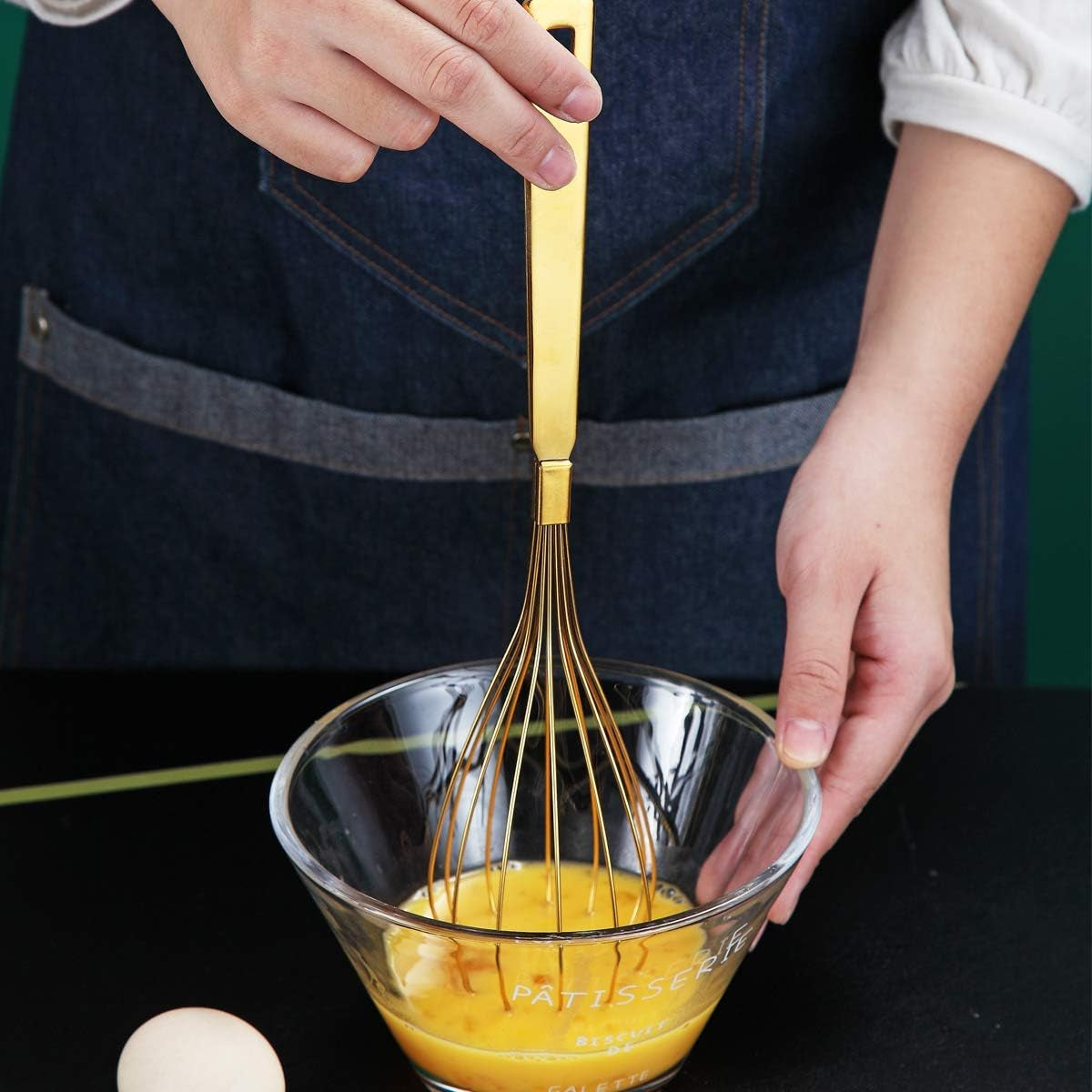 Gold-Plated Titanium Whisk Set - Stainless Steel Balloon Whisk for Cooking, Baking, Blending, and Beating - Dishwasher Safe and Easy to Clean