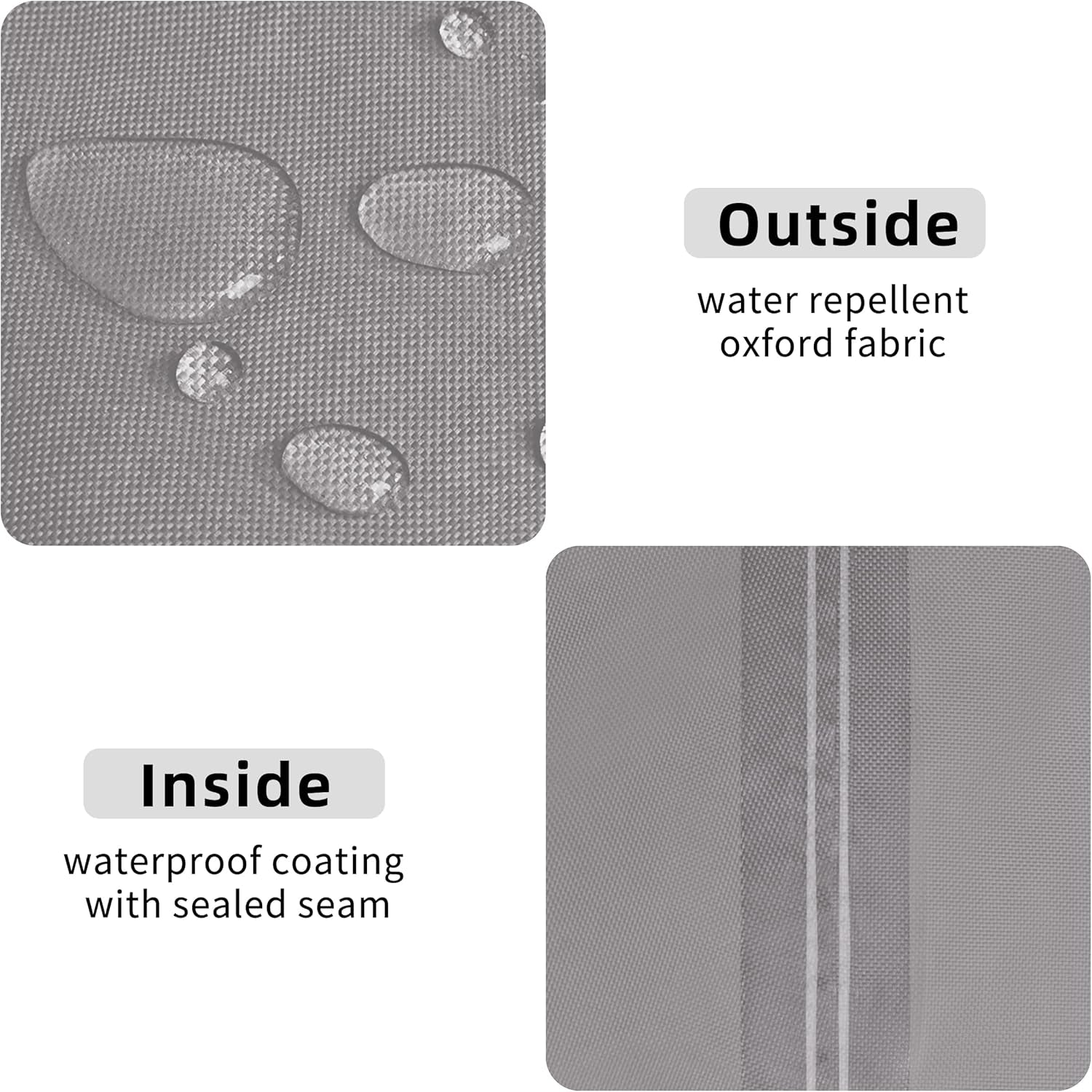 Square Patio Ottoman Cover, Waterproof Outdoor Ottoman Cover, Fade Resistant Patio Side Table Cover, Durable Outdoor Furniture Covers with Sealed Seam (25"X25"X17", Grey)