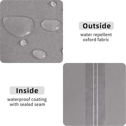 Square Patio Ottoman Cover, Waterproof Outdoor Ottoman Cover, Fade Resistant Patio Side Table Cover, Durable Outdoor Furniture Covers with Sealed Seam (25"X25"X17", Grey)