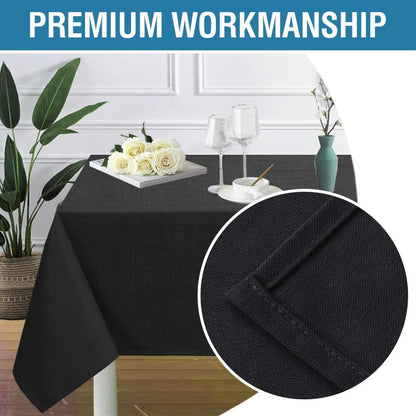 Linen Textured Table Cloths 54 X 54 Inch Premium Solid Tablecloth Spill-Proof Waterproof Table Cover for Dining Buffet Feature Extra Soft and Thick Fabric Wrinkle Free, Black