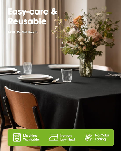 Rectangle Table Cloth 60" X 84" – Durable Polyester Tablecloth Offers Reusable & Washable Protection, Ideal for Outdoor Party, Picnic, Wedding, Banquet and Birthday, 1 Pack, Black
