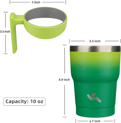 10 Oz Tumbler with Handle and 2 Straw 2 Lid, Insulated Water Bottle Stainless Steel Vacuum Cup Reusable Travel Mug,Matcha Green