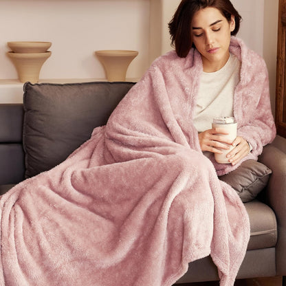 Extra Large Plush Fleece Throw Blanket - Super Soft, Fluffy, and Warm for Year-Round Comfort (50x70 Inches, Pink)