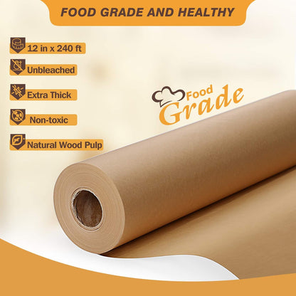 Unbleached Parchment Paper for Baking, 12 in X 240 Ft, 240 Sq.Ft, Baking Paper, Non-Stick Parchment Paper Roll for Baking, Cooking, Grilling, Air Fryer and Steaming