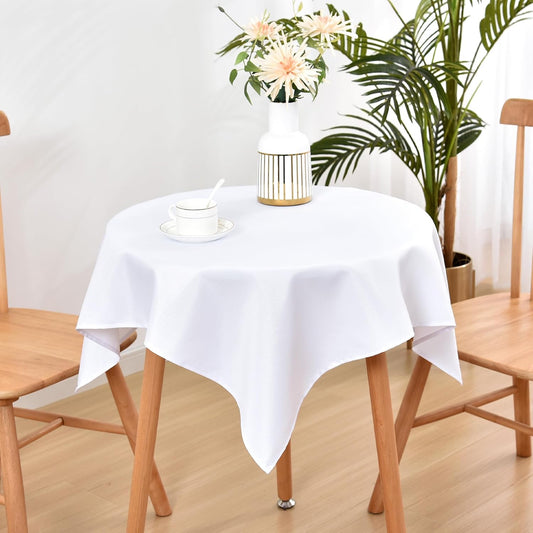 Small Square Tablecloth 36 X 36 Inch Washable Fabric Table Cloth Solid White Table Cover for Nightstand End Bedside Tables Tabletop Decoration