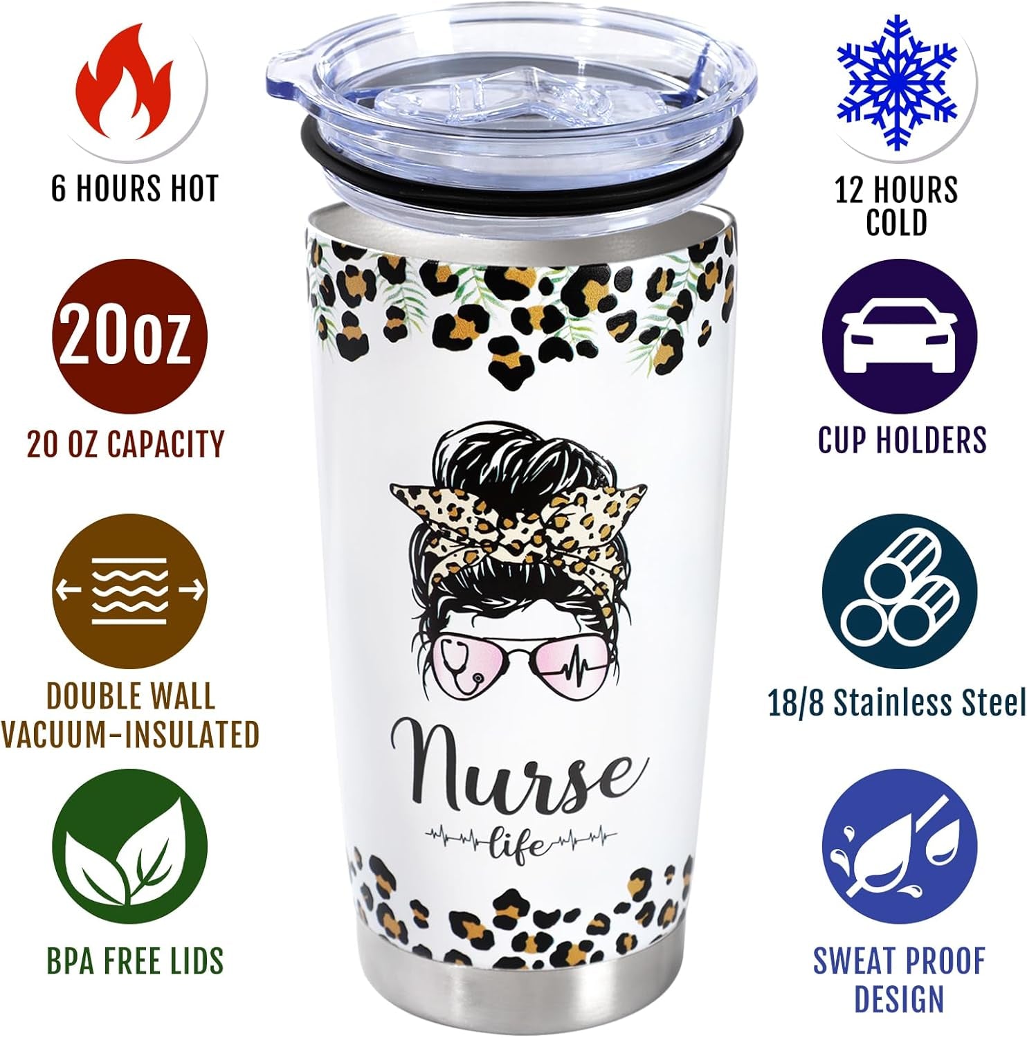 Nurse Gifts for Women, Nurses Week Gifts, Nurses Appreciation Gift for Graduation, Mothers Day, Birthday, Christmas, New Nurse Practitioner Gift - 20 OZ Tumbler Set for Nurses