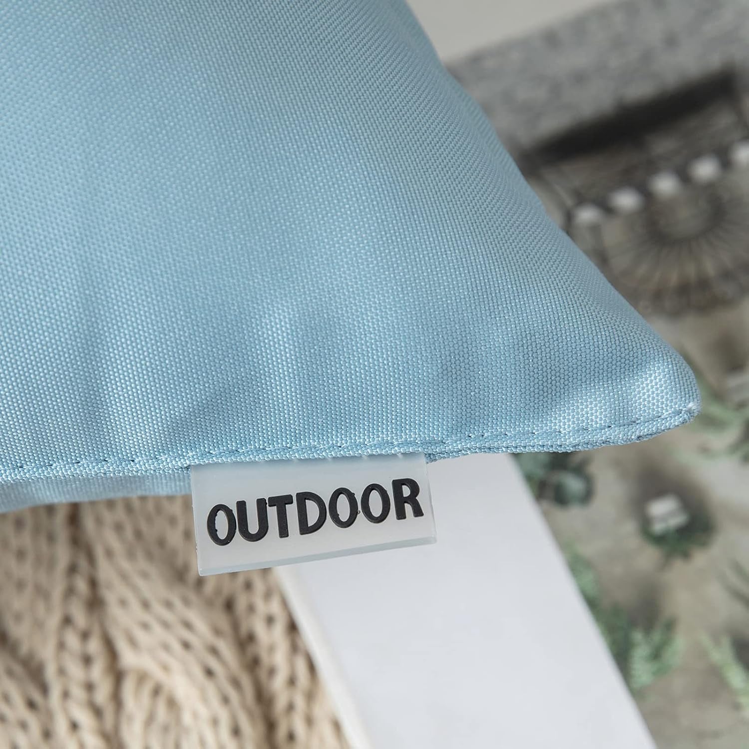 Pack of 2 Decorative Outdoor Waterproof Pillow Covers Garden Cushion Sham Throw Pillowcase Shell for Spring Patio Tent Couch 16X16 Inch Blue