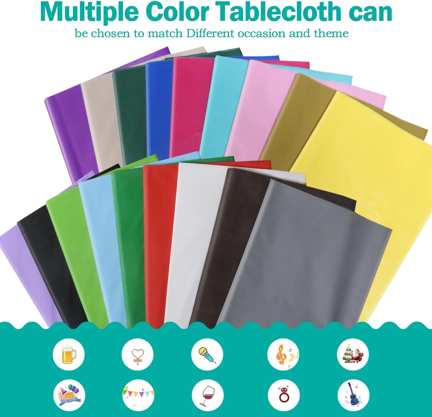 Gold 6 Pack Plastic Table Cloth 54" X 108", Disposable Tablecloths Rectangle Table Cover, Plastic Tablecloths for Parties