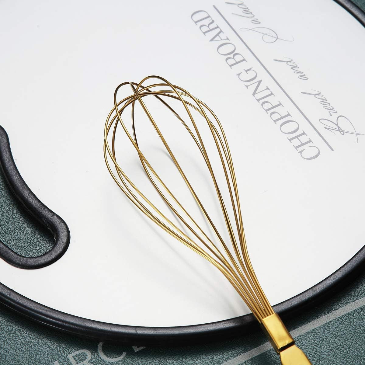 Gold-Plated Titanium Whisk Set - Stainless Steel Balloon Whisk for Cooking, Baking, Blending, and Beating - Dishwasher Safe and Easy to Clean