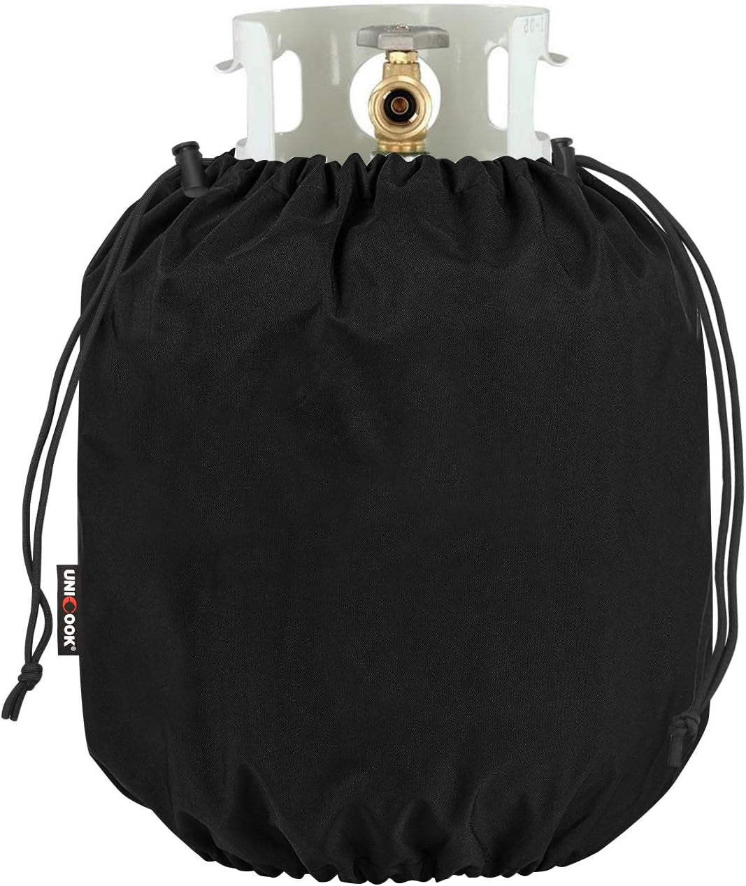 Propane Tank Cover 20Lb, Outdoor Heavy Duty Waterproof Gas Tank Cylinder Cover with Adjustable Drawstrings, Dress up Your Gas Grill, Fits Standard 20Lb Cylinder, Black