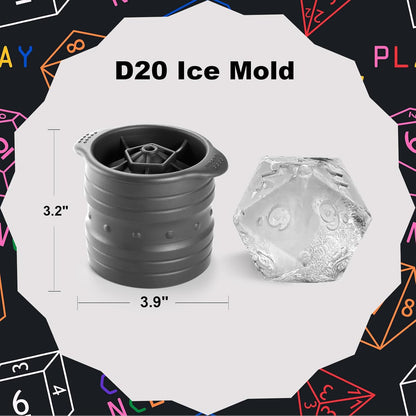 D20 Dice Ice Mold, DND Gamer Gifts for Men Women, Cool Christmas Stocking Stuffers Ideas for Adults TTRGP Lover, Large Silicone D&D Accessories Ice Cube Tray for Cocktails,Bourbon,Whiskey