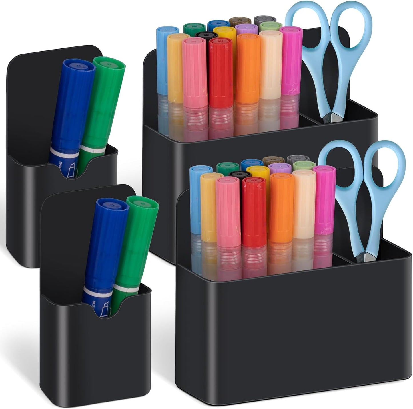 4 PCS Magnetic Pen Holder, Black Magnetic Marker Holder for Whiteboard, Magnetic Dry Erase Marker Holder, Magnetic Pen Holder for Refrigerator, Magnetic Pencil Holder, Magnet Locker Organizer