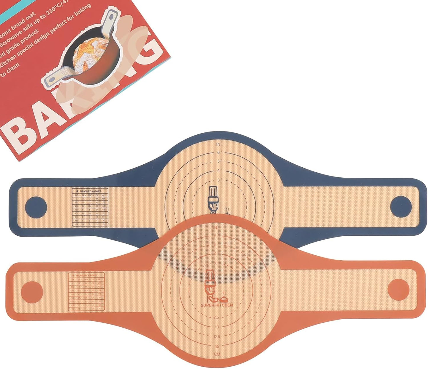 2 Pcs Extra Wider Silicone Bread Sling for Dutch Oven ,Non-Stick Silicone Bread Baking Mat for Sourdough ,Silicon Dough Lifter Liner with Longer Handles （22.6*8.3 Dark Gray,Brown）