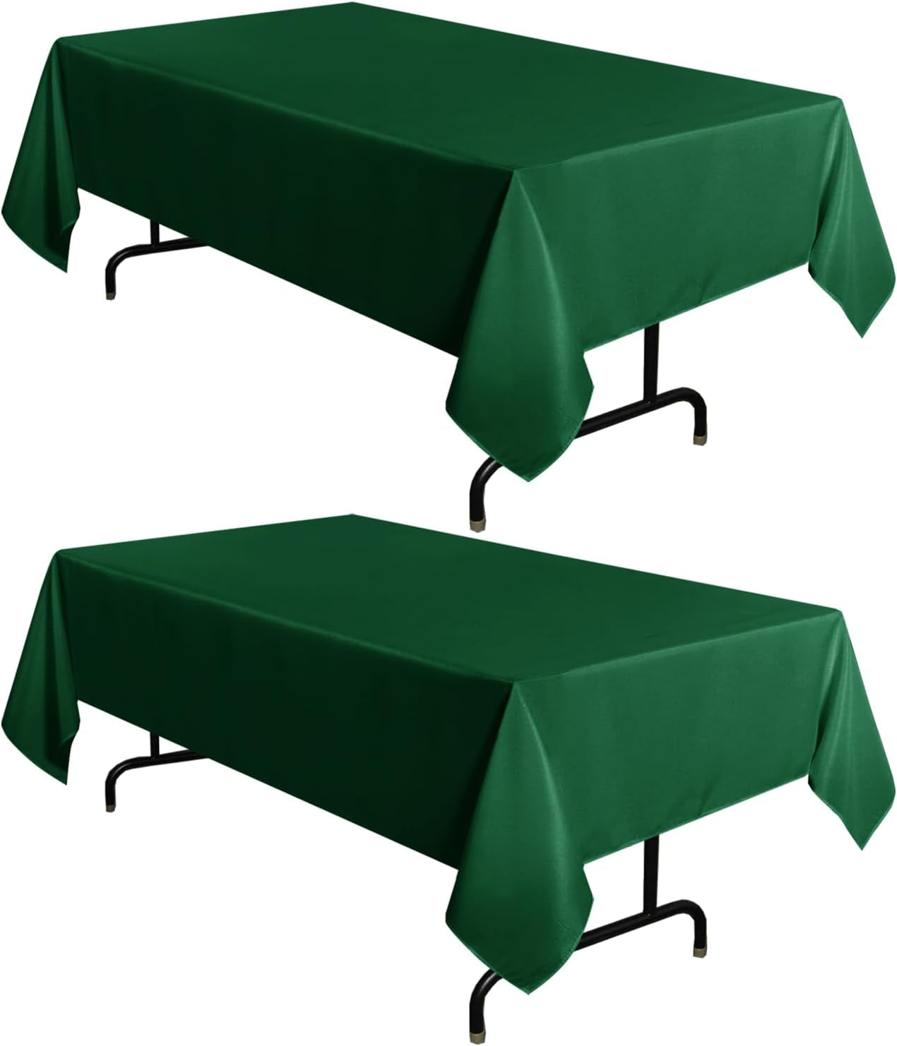 2 Pack Hunter Green Tablecloth 60 X 102 Inch, Rectangle 6 Feet Table Cloth - Stain and Wrinkle Resistant Washable Polyester Table Cover for Dining Tables, Buffet Parties and Camping