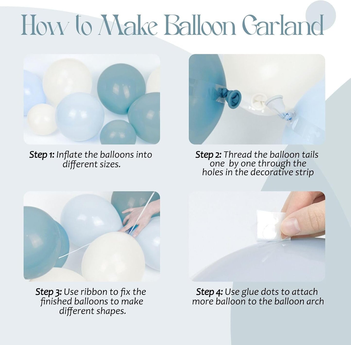 141Pcs Dusty Blue Balloons, Dusty Blue Balloon Arch Kit with White Sand Balloons for Gender Reveal Baby Shower Birthday Party Decorations