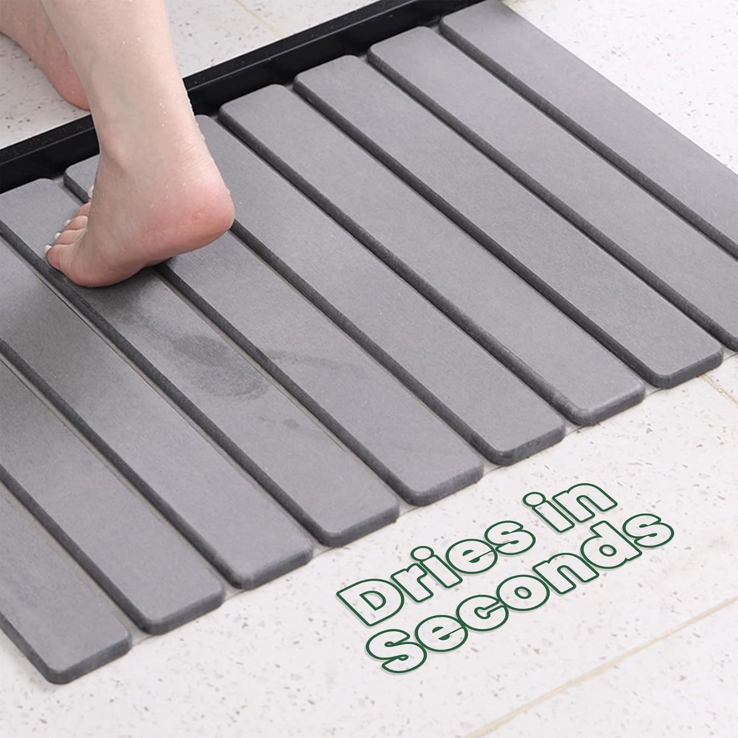 Stone Bath Mat, Diatomaceous Earth Shower Mat Non Slip, Quick Dry Diatomite Bathroom Rugs, Drying Mat for Bathroom/Kitchen Counter(23.6''×15.4")