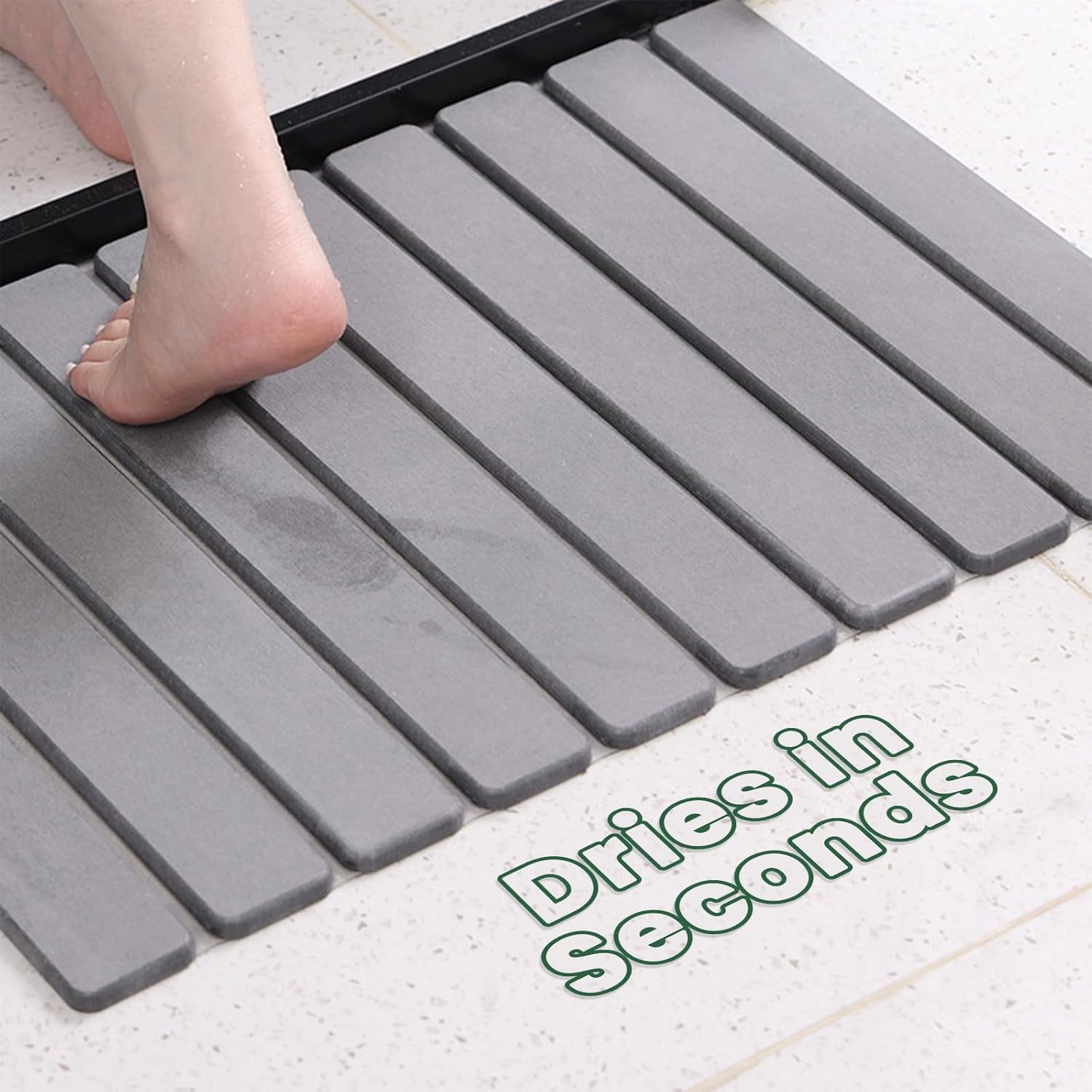 Stone Bath Mat, Diatomaceous Earth Shower Mat Non Slip, Quick Dry Diatomite Bathroom Rugs, Drying Mat for Bathroom/Kitchen Counter(23.6''×15.4")