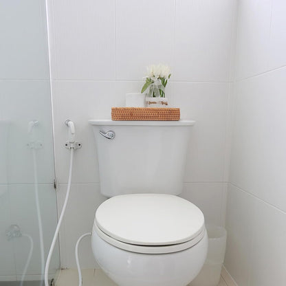 Rattan Bathroom Vanity Trays Toilet Tank Baskets Long Narrow Hand Towel Storage Basket for Storage, Decorative (Natural 10.2 X 4.9 X 1.6 Inch)