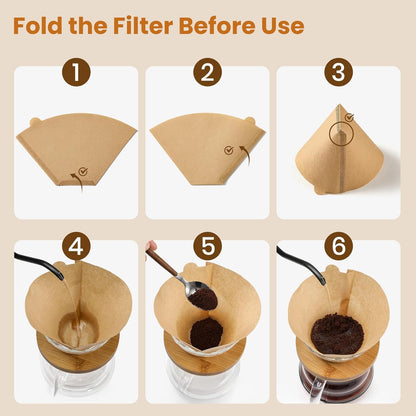 #4 Cone Coffee Filters 8-12 Cup, 200 Count Unbleached Natural Coffee Paper Filters, No Blowout, Disposable Coffee Filter for Pour over and Drip Coffee Maker