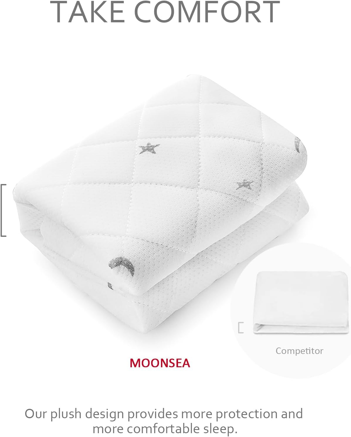 Waterproof Pack N Play Mattress Pad, Mini Crib Mattress Cover Protector 38'' X 26'' Fit Graco Pack N Play, Suitable for Baby Portable Mini Cribs and Foldable Mattresses, Breathable and Washable