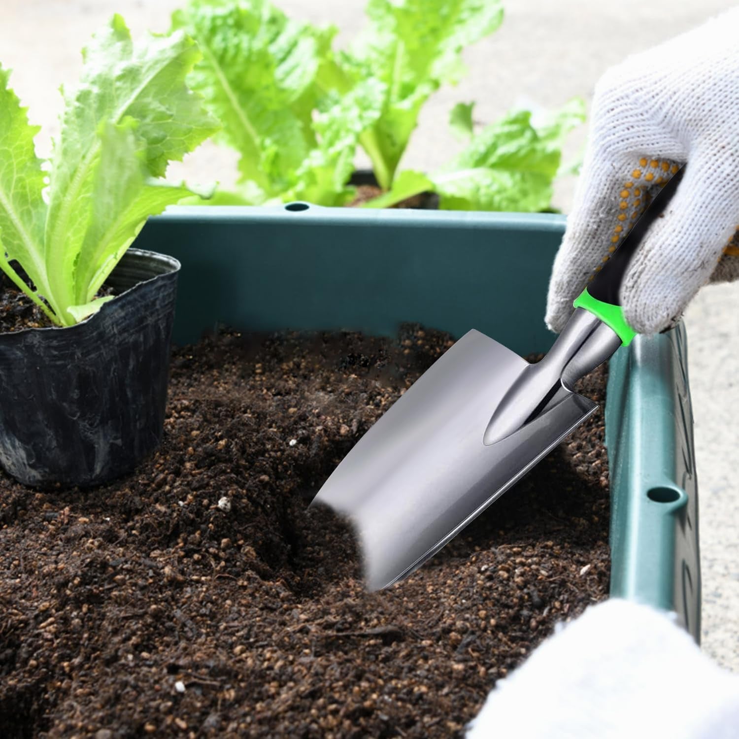 Garden Tools, Cultivator Gardening Tools Hand Trowel, Pitchforks Trowel Aluminum with Soft Rubberized Non-Slip Handle, Durable Garden Hand Tools Garden Gifts for Men Women