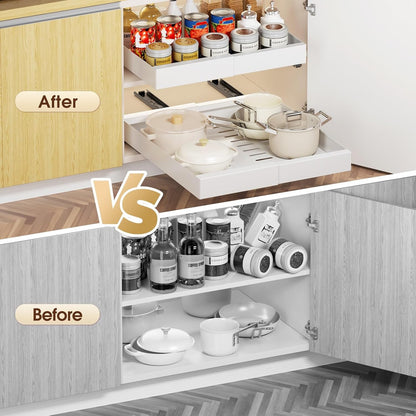 Pull Out Cabinet Organizer, 21" Deep Pull Out Drawers for Cabinets, Expandable Slide Out Drawers for Kitchen, Cabinets, Bathroom, Pantry Storage