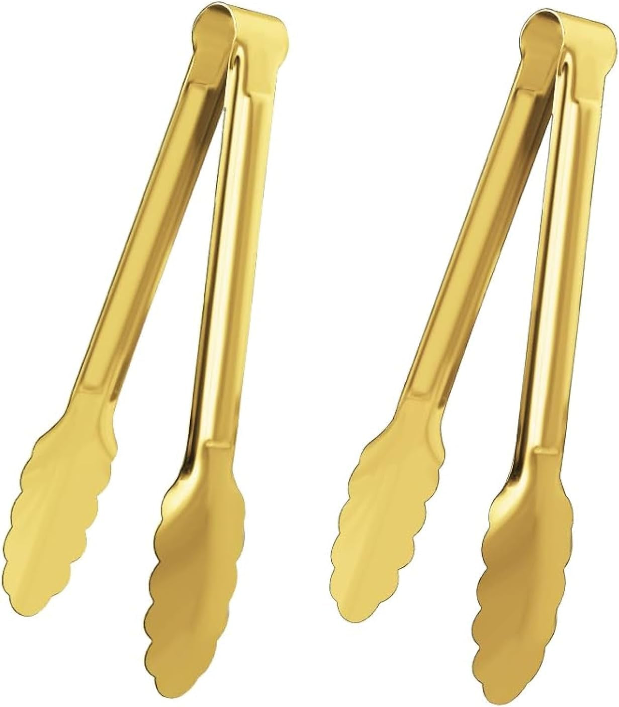 2 Pack 9 Inch Serving Tongs,Gold Salad Buffet Tongs,Stainless Steel Serving Utensils