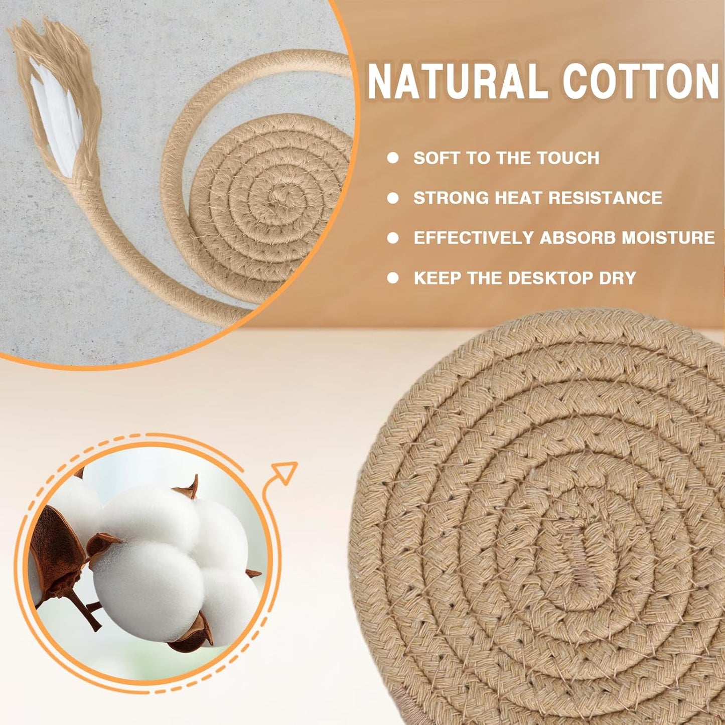 12 Pcs Boho Drink Coasters,Minimalist Cotton Handmade Woven Absorbent Drink Coasters,Heat Resistant Cotton Coasters for Coffee Table, Kitchen, Home Decoration