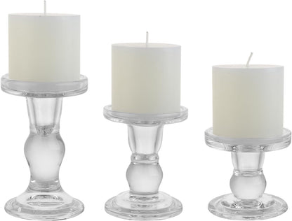 6-Piece Set of Glass Candlestick, Crystal Candlestick Holder Holder and Conical Candle, Christmas Candle Holder Decoration, Family Living Room Wedding Candle Holder (Clear 2Sets)