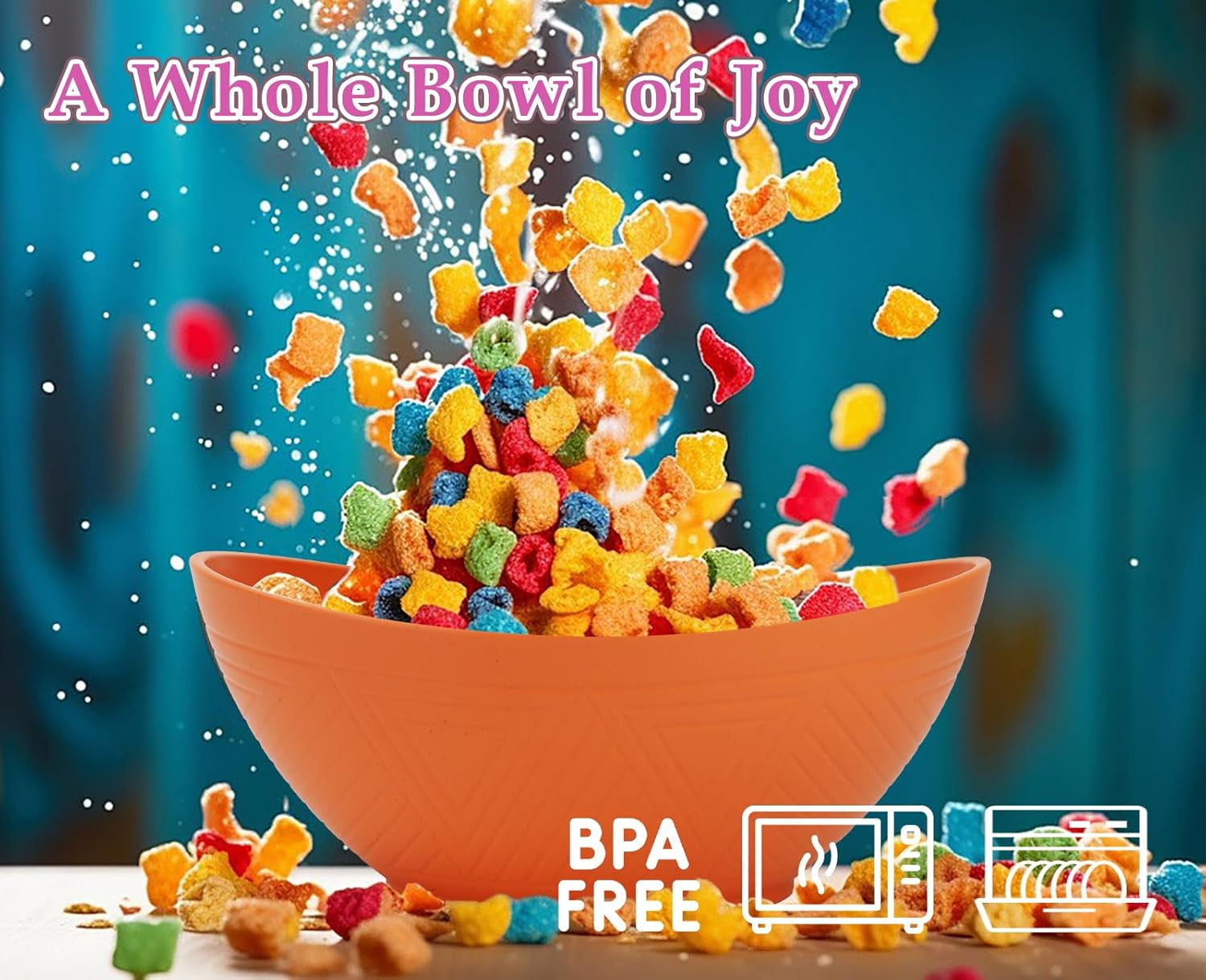 Wheat Straw Mini Bowls - 10 OZ Oval Set of 4 for Snacks, Desserts, Fruits, Ice Cream, Dips, and Yogurt, 5 Inch, Microwave and Dishwasher Safe, Mondrian Color