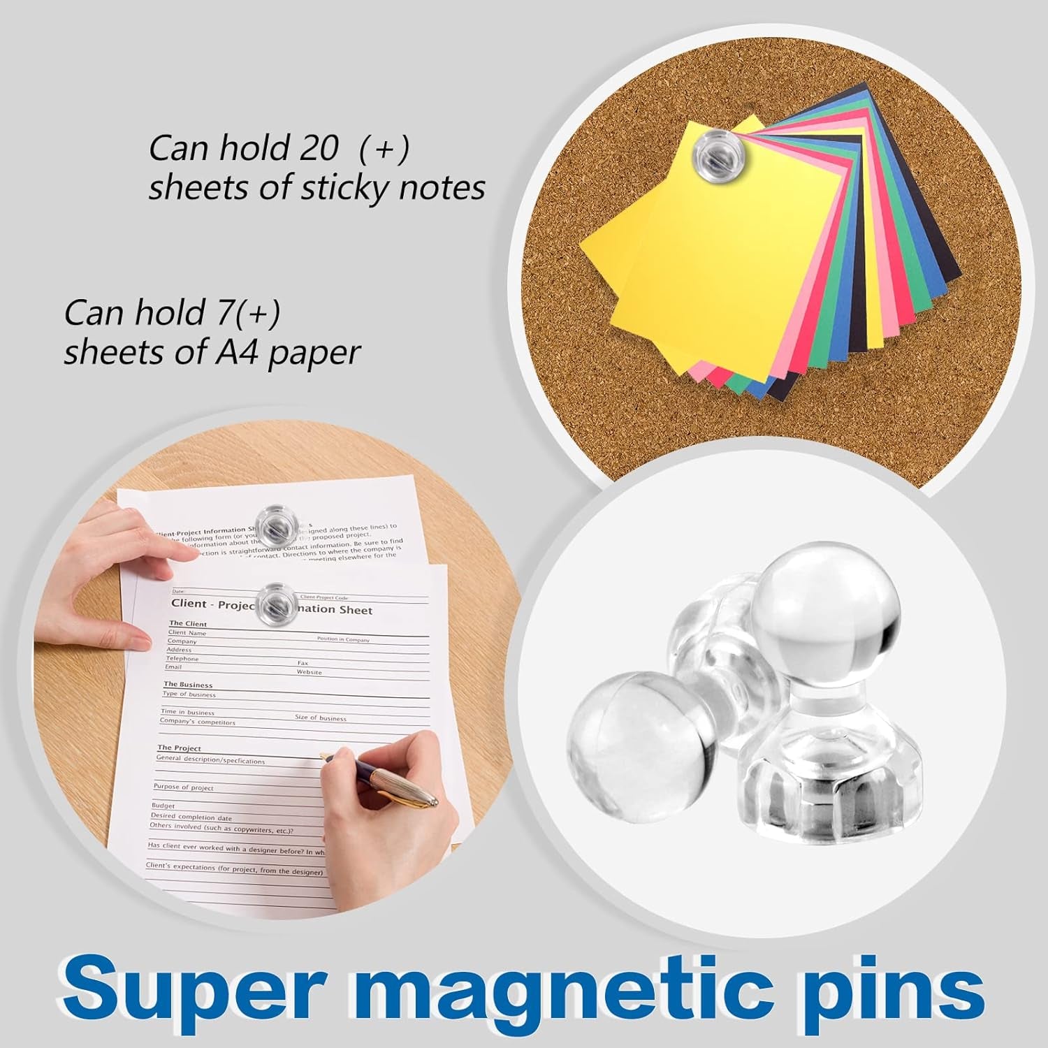 Magnets for Whiteboard, 40 Pcs Transparent Crystal Colour Fridge Magnet, Refrigerator Magnets, Small Push Pin Magnets for Whiteboard, Fridge, Office, Classroom and Map Magnets