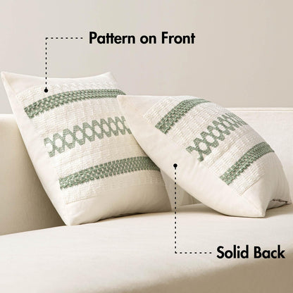 Set of 2 Sage Green Boho Decorative Lumbar Pillow Covers 12X20 Inch Farmhouse Rustic Couch Throw Pillows Modern Summer Cushion Covers Retro Cute Macrame Woven Home Decor for Bed Sofa Chair