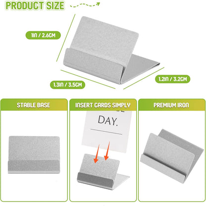 Table Card Holder Metal Place Card Holders Steel Card Holders for Photos, Food Signs, Memo Notes, Weddings, Restaurants, Birthday (Silver 16PK)