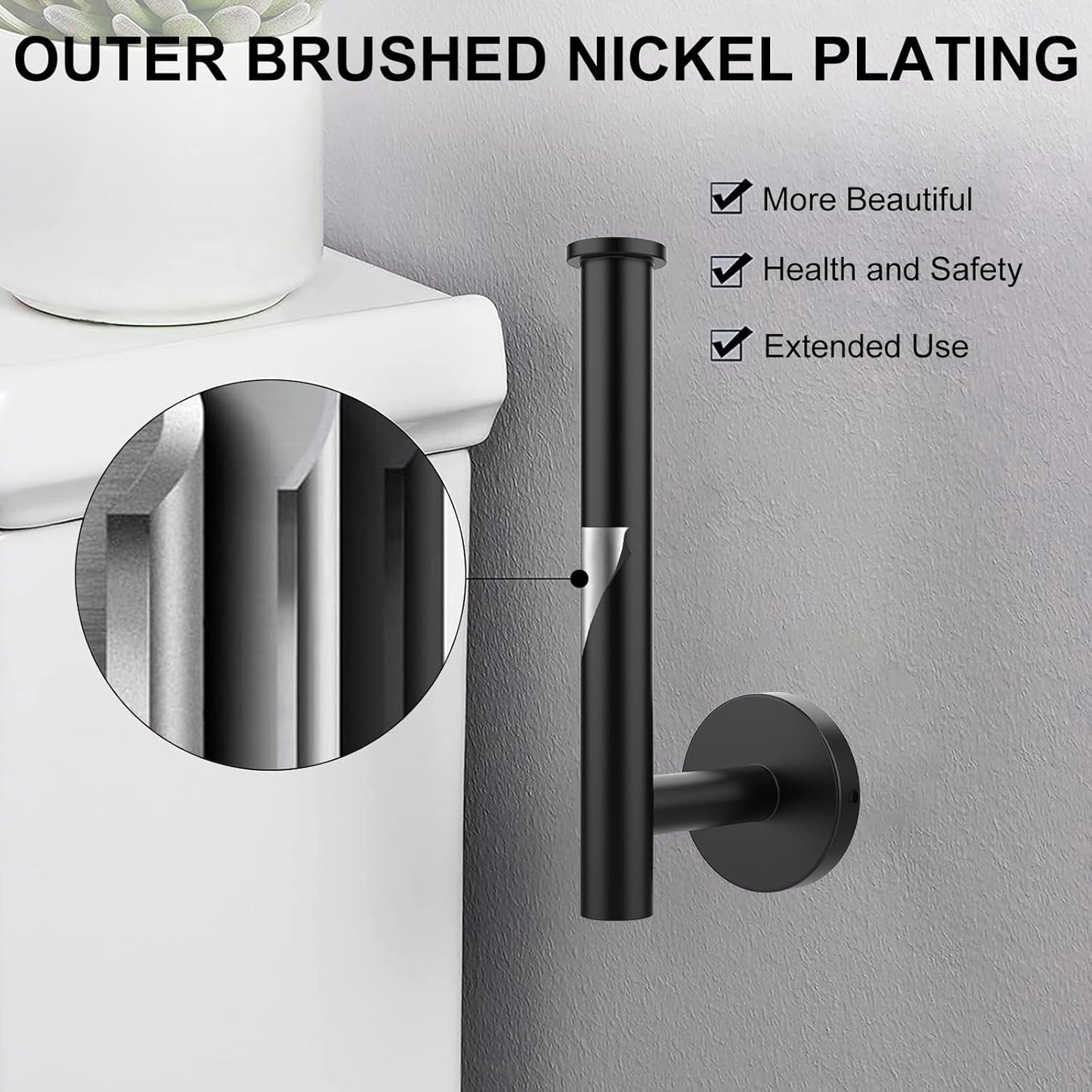 Towel Holder for Bathroom Wall Matte Black Bathroom Toilet Paper Roll Holders 304 Stainless Steel Shower Towel Hooks 4 Packs