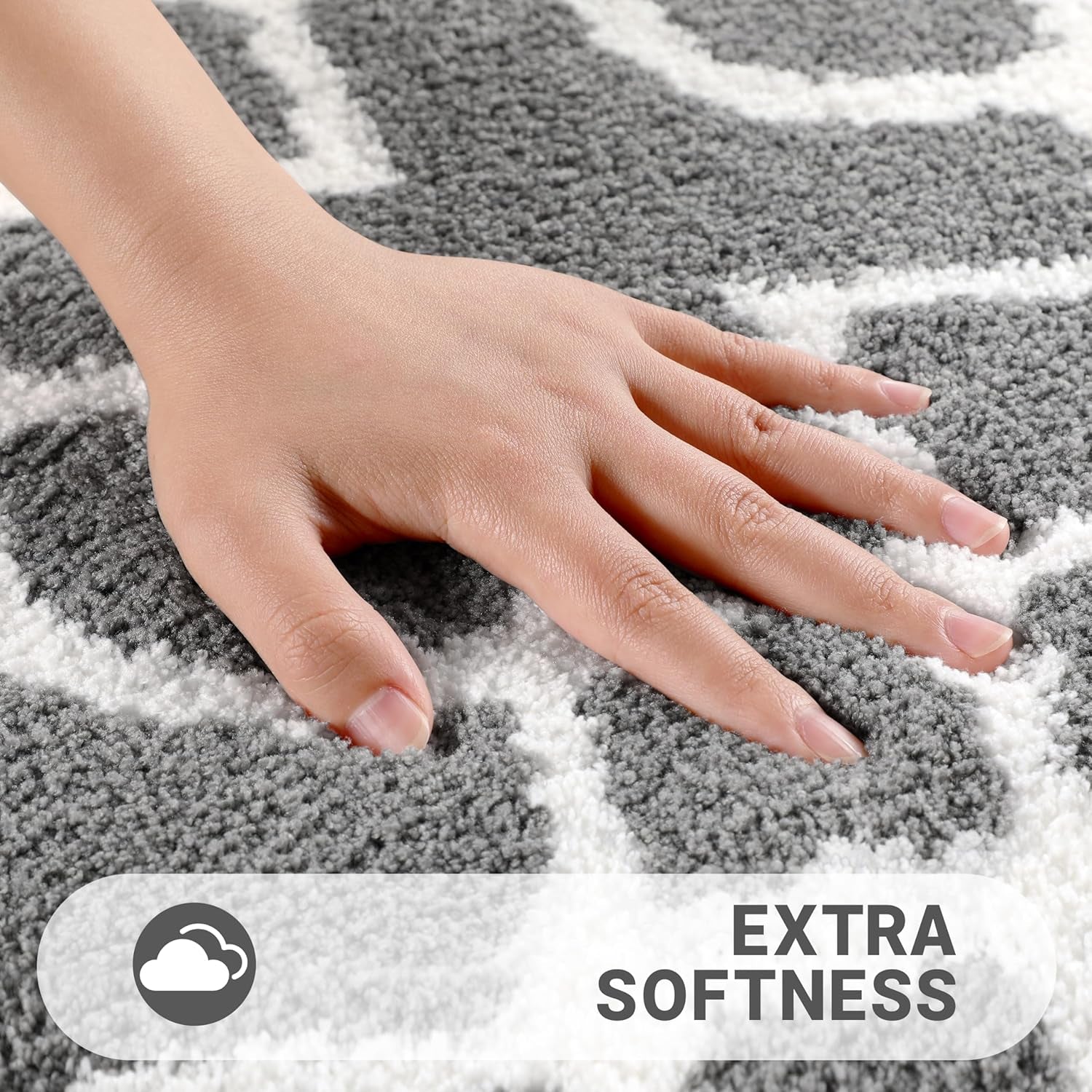 Luxury Fluffy Bathroom Rugs, Super Elastic Soft Thick Plush Bath Mat, Non-Slip Water Absorbent, Easier to Dry, Shaggy Microfiber Floor Carpet for Bathtub, 31.5 X 19.8 Inch, Grey