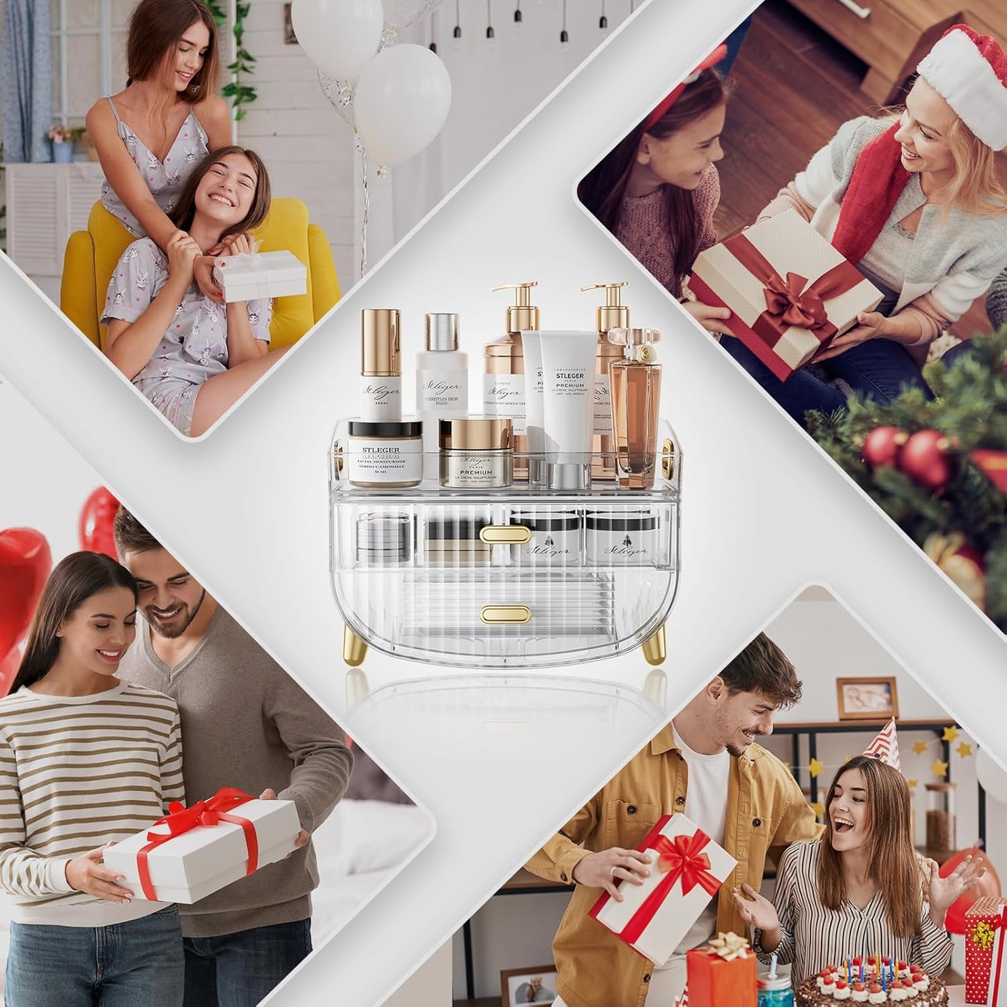 Makeup Organizer with Drawers, Bathroom Counter Organizers and Storage, Transparent Design Keeps Items Visible and Dust-Free, Simple and Stylish for Bath Linen Sets, Vanity, Skincare, Clear