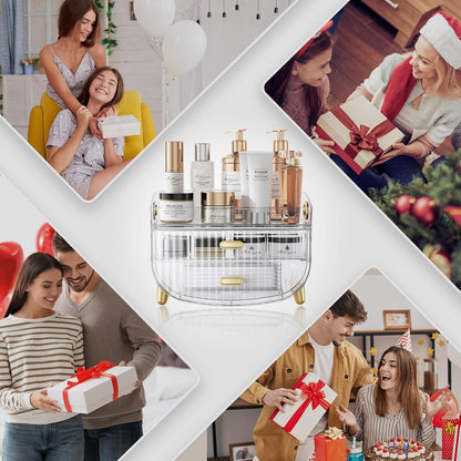 Makeup Organizer with Drawers, Bathroom Counter Organizers and Storage, Transparent Design Keeps Items Visible and Dust-Free, Simple and Stylish for Bath Linen Sets, Vanity, Skincare, Clear
