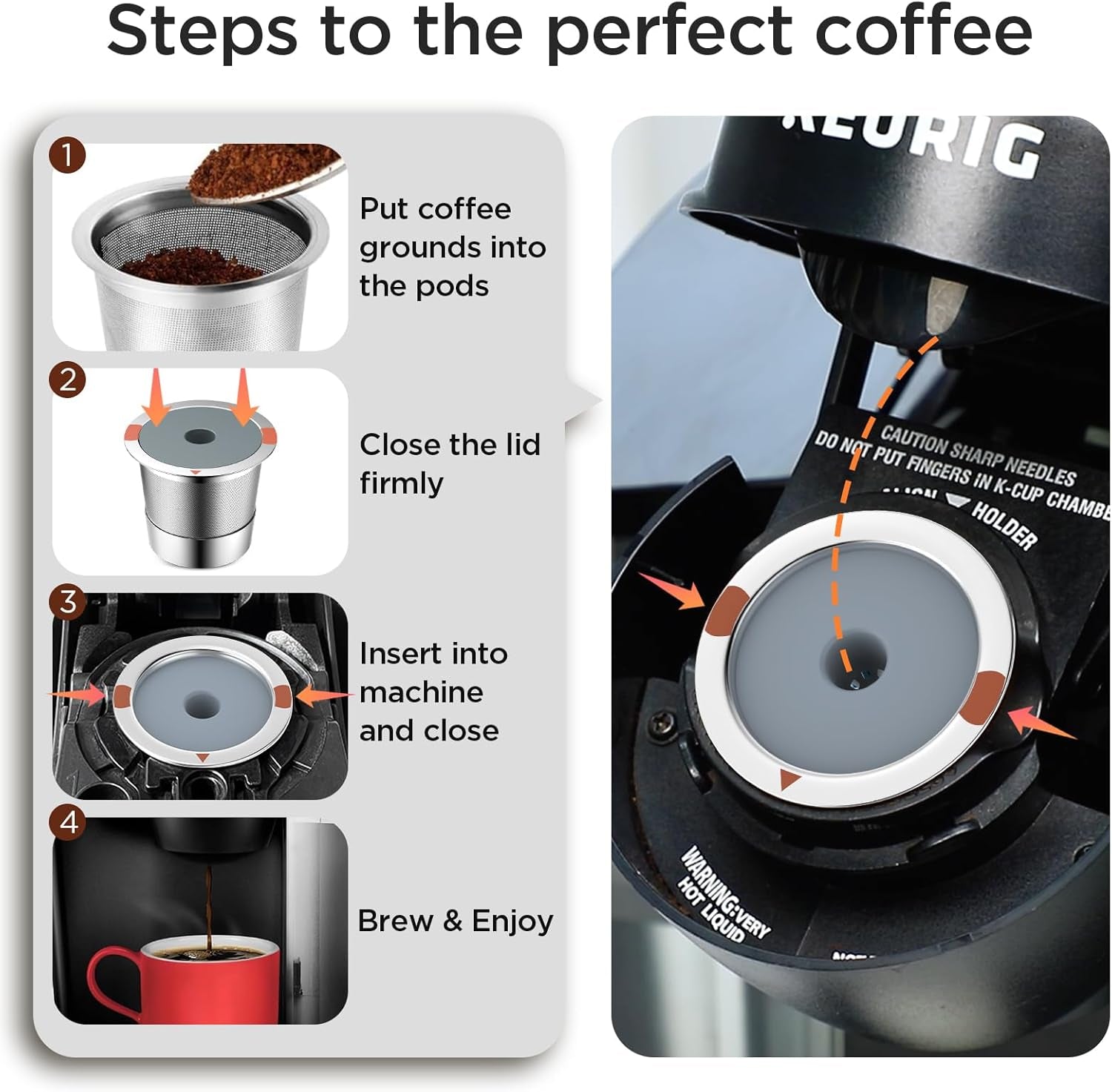 Reusable K Cup Coffee Filters,Universal Stainless Steel Refillable K Cups Filter Use for Keurig 2.0 and 1.0 Coffee Makers-Brewers