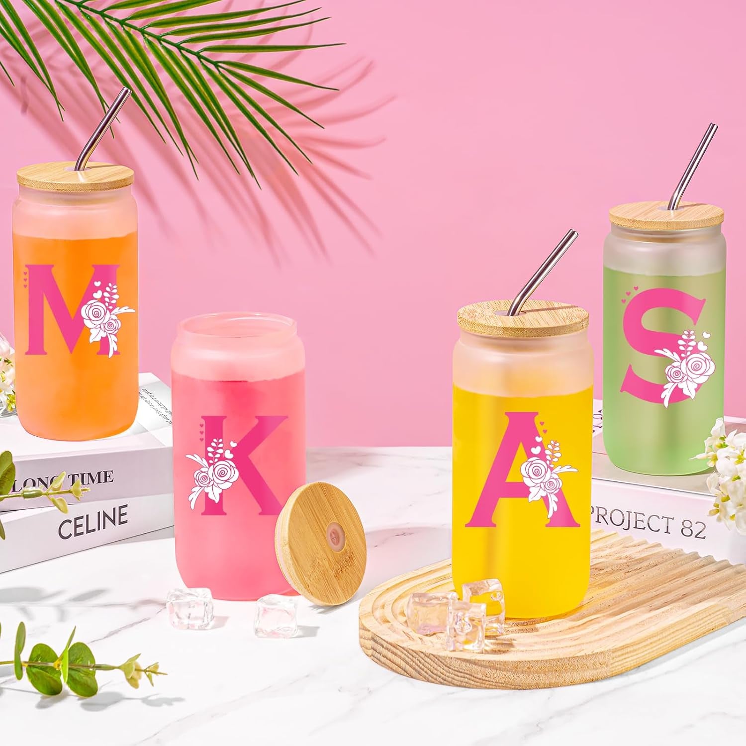 Birthday Gifts for Teen Girls, Monogrammed Initial Gifts for Teen Girls Birthday Christmas, Gift Basket for Women Teenager Girl Friend Bestie Sister, Teenager Girl Gift Personalized Glass Cup A