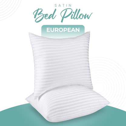 Pillows European Size Set of 2 (White), Hotel Pillows, Cooling Pillow for Side, Back or Stomach Sleepers