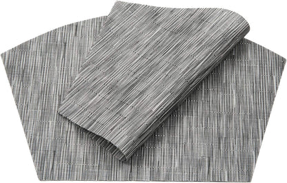 Small round Table Placemats Set of 4 Wedge Placemats Heat Resistant Woven Vinyl Table Mats Wipe Clean (4, Silver Gray)