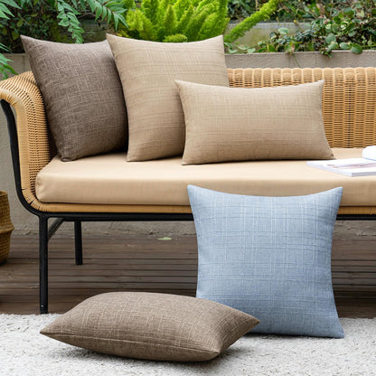 Outdoor Waterproof Throw Pillow Covers Decorative Farmhouse Water Resistant Cushion Covers for Tent Patio Garden Couch Sofa Pack of 2, 20X20 Inch Light Blue