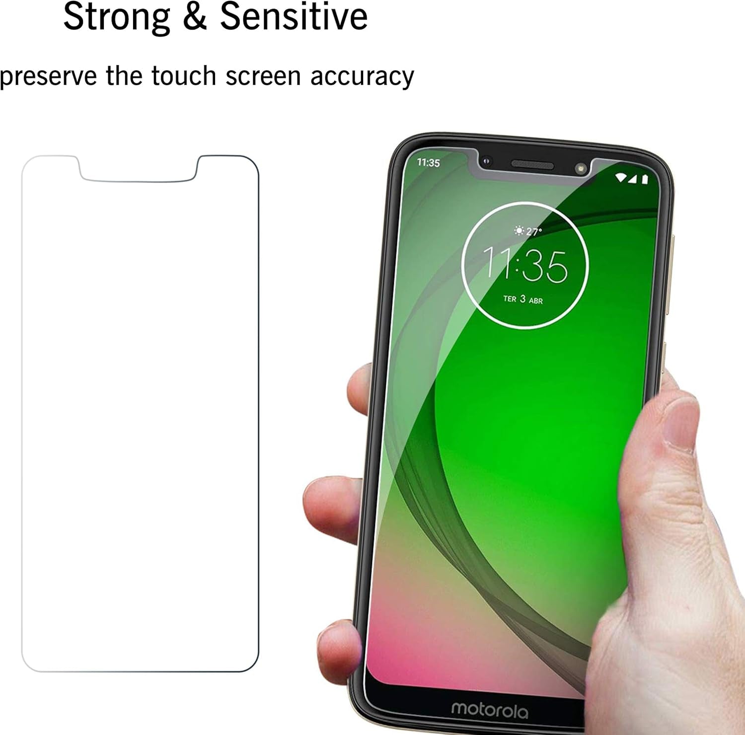 Screen Protector for Moto G7 Play 3Pack 9H Hardness Tempered Glass Screen Protector for Motorola Moto G7 Play Bubble Free anti Scratch Fingerprint Oil Stain Coating Case Friendly