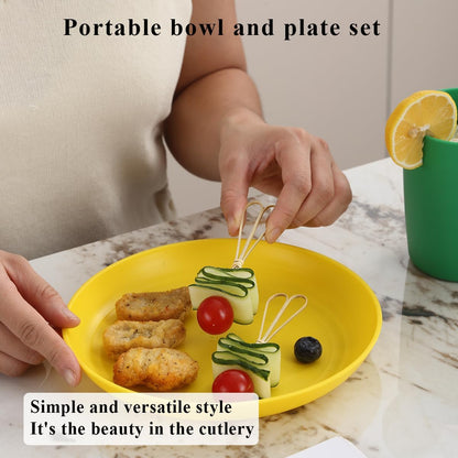 24-Piece Reusable Plastic Dinnerware Set for 6 – Includes Dinner Plates, Dessert Plates, Cereal Bowls, and Cups for Home, Garden, Picnic, and Camping